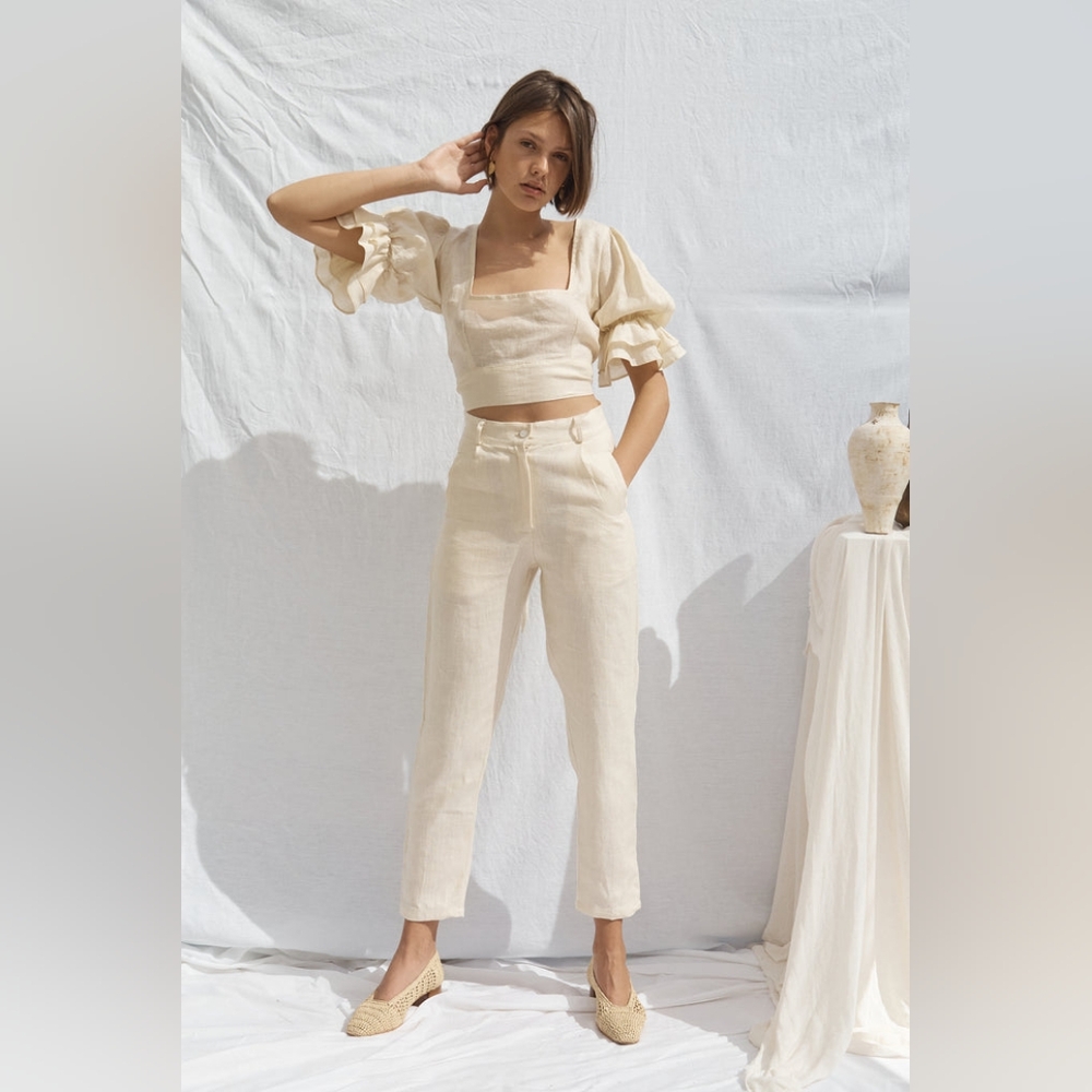 All That Remains Linen Pants in Bone - Size 6 US NWT